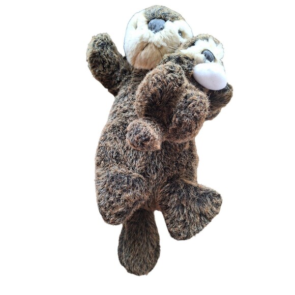 Alaskan Otter Momma and Baby Pup floating on their backs Realistic Fur Rare VGUC - Picture 12 of 12